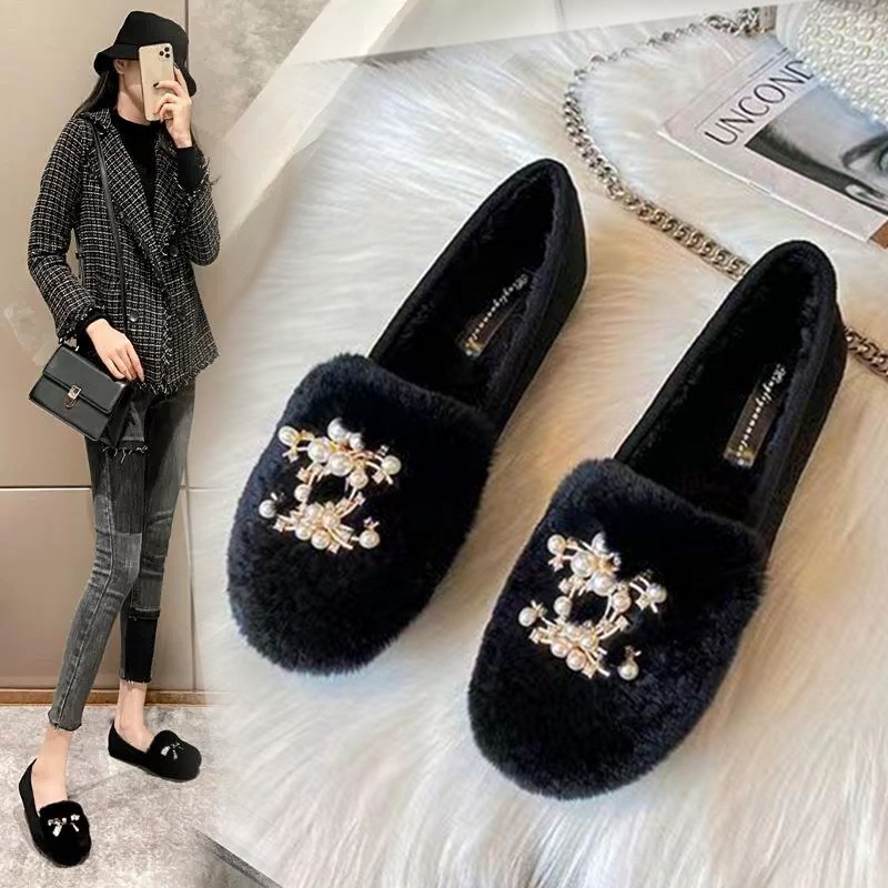 单鞋女冬加绒2025时尚平底懒人一脚蹬软底豆豆鞋35-42大码棉鞋子,女鞋,乐福鞋（豆豆鞋）,淘宝优惠券,粉丝福利购,淘宝优惠卷