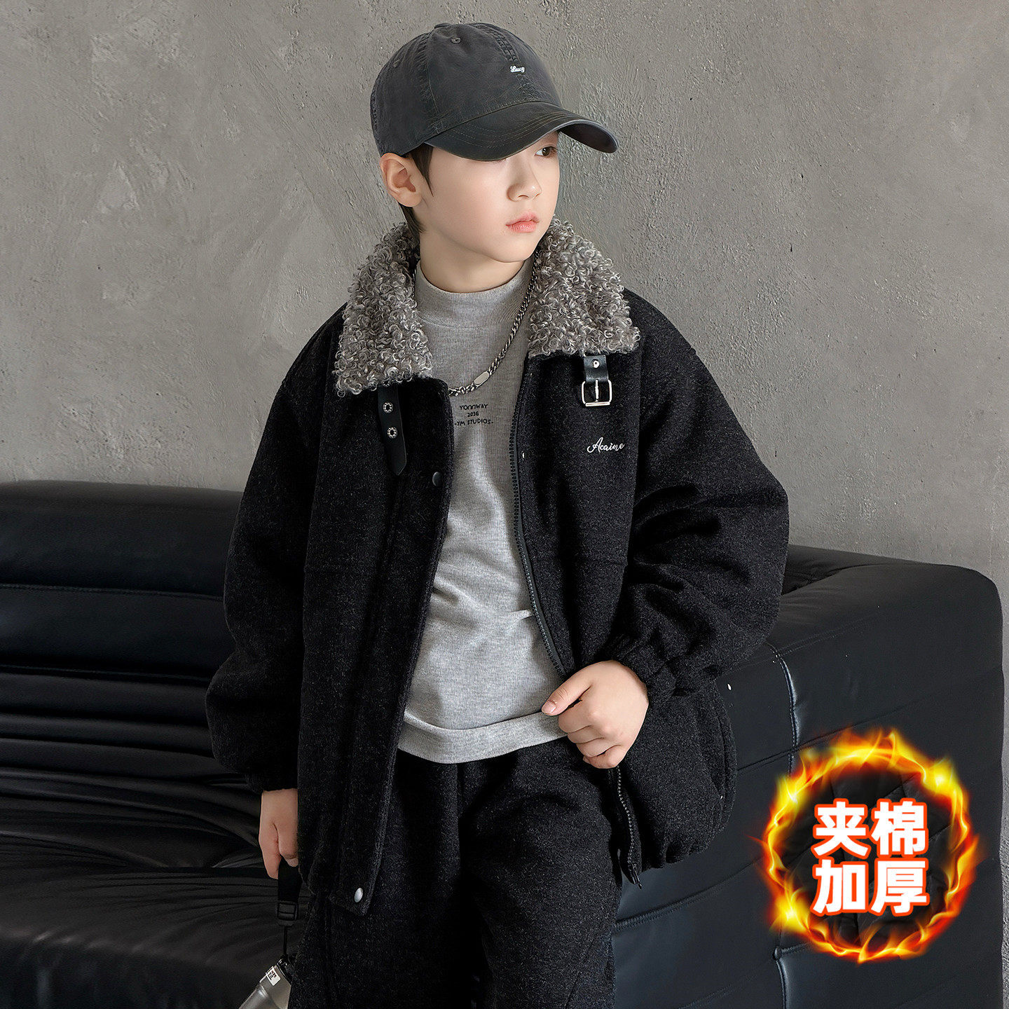 男童冬装夹棉外套秋冬款2026新款加厚男孩二棉服大儿童冬季衣服潮