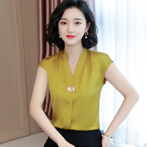 RM17653#篇幅袖短袖衬衫女装夏装2023年新款重磅仿真丝休闲宽松上衣