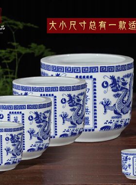 彷古青花香炉居家万寿无疆双龙青花 陶瓷用品直筒双龙香炉调味罐