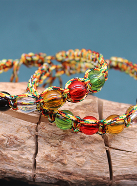 端午五色绳手链本命年红绳五彩绳五色珠金刚结手绳民族风情侣手串