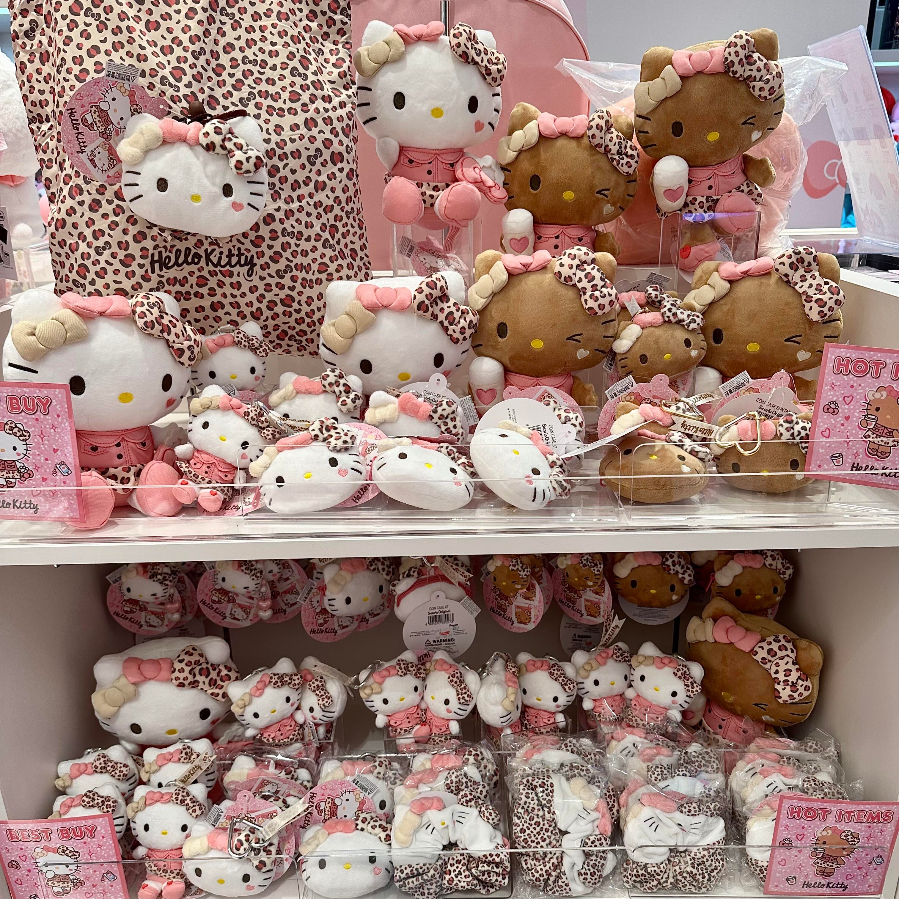 【国内现货】美版 三丽鸥黑皮豹纹kitty挂件公仔卡包钥匙扣零钱包