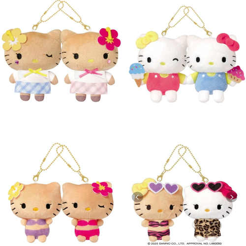 【9月现货】日本三丽鸥CRUX 夏威夷Kitty 黑皮豹纹贴贴挂件小伙伴