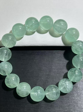 薄荷绿萤石手串绿萤石手链蓝绿萤石羽毛萤石女款手串DIY珠宝单圈