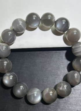 黑银月光手串单圈咖啡月光石长石月光手链百搭链珠