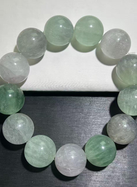 拉丝萤石手串拉丝绿萤石白萤石混串手羽毛萤石手链一物一图