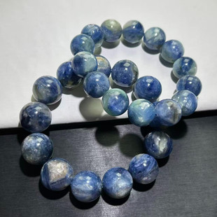 蓝晶石手串蓝色油画风蓝晶蓝绿晶拉丝猫眼手链龙磷蓝晶