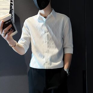 智快鱼七彩马禾子先生2026新款新中式男装乔治白衬衫男高级感痞帅