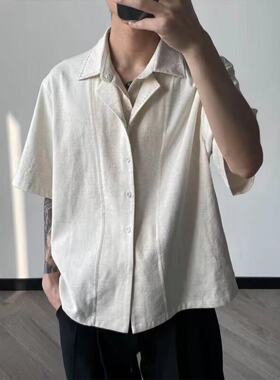 智快鱼ushi欧洲站三弦2026新款英伦风男装乔治白衬衫男高级感痞帅
