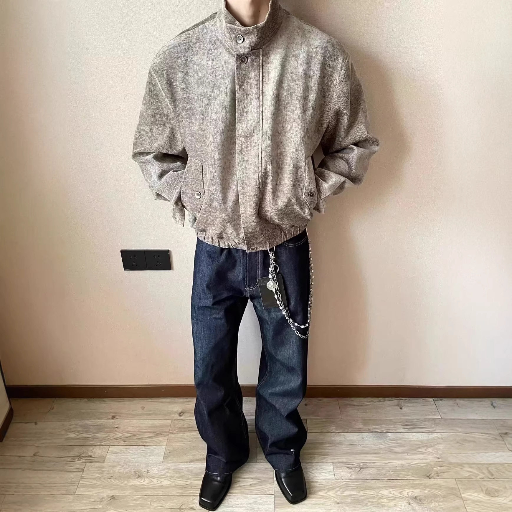 智快鱼港仔文艺男装店铺素拼商场同款欧洲站2026新款egou夹克外套