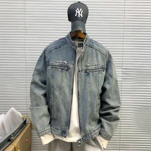 智快鱼港仔文艺男装店铺素拼商场同款欧洲站2026新款单农夹克外套