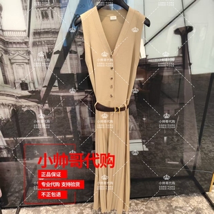 专柜正品 2025年秋季 纯色腰带针织连衣裙 8A欧时力 现货1SY308245F