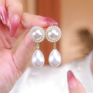 赵丽颖同款新中式珍珠耳环名媛吊坠耳钉女轻奢复古高级感港风耳饰