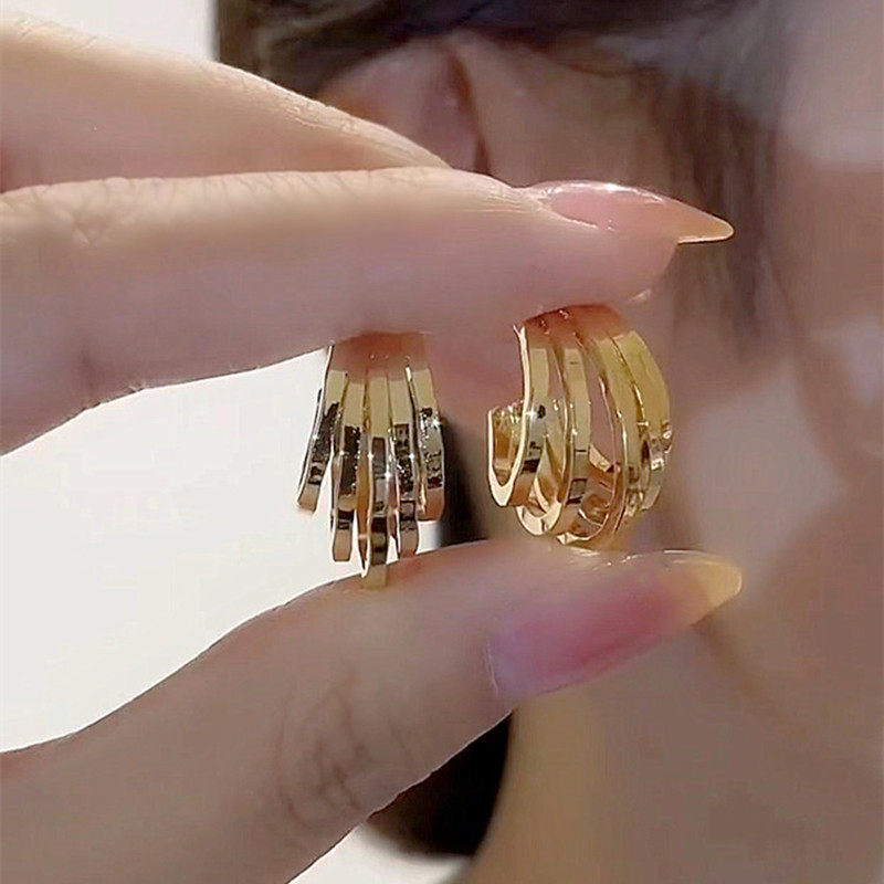 简约多层小众银针耳环轻奢耳圈