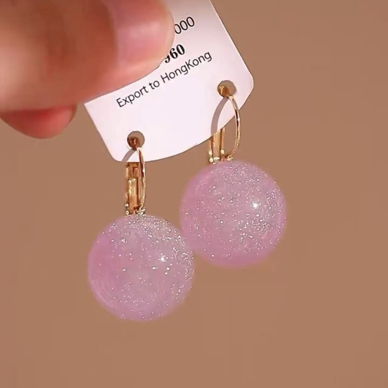 粉色多巴胺果冻球球耳扣小众设计感时尚百搭耳环气质网红通勤耳饰