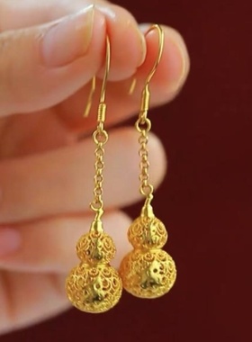 复古长款镂空葫芦耳环招财转运福禄耳饰高级感时尚新中式礼物耳钩