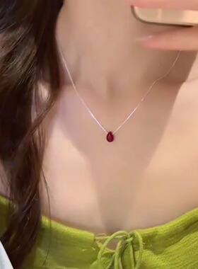 一颗红豆水滴吊坠本命年项链