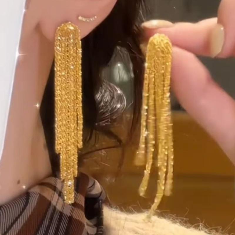欧美个性闪闪满天星流苏耳环