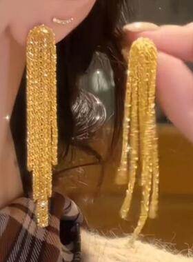 欧美个性闪闪满天星流苏耳环
