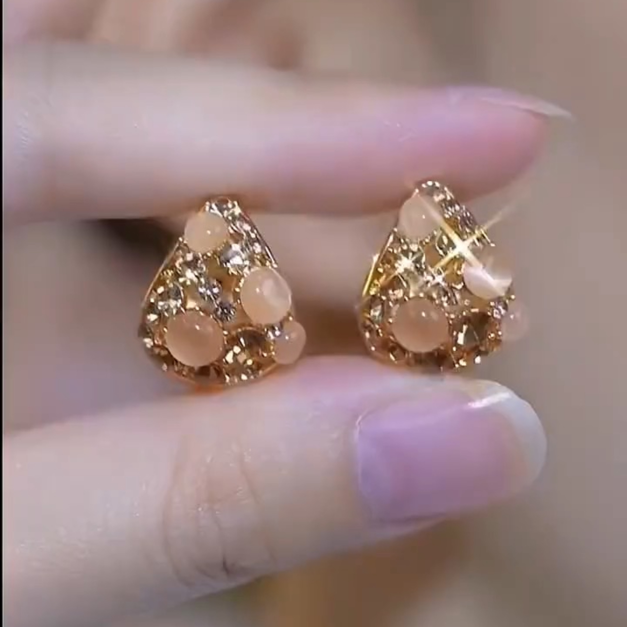 高级感猫眼石花篮精致法式耳扣气质银针耳环2025新款爆款潮耳饰女