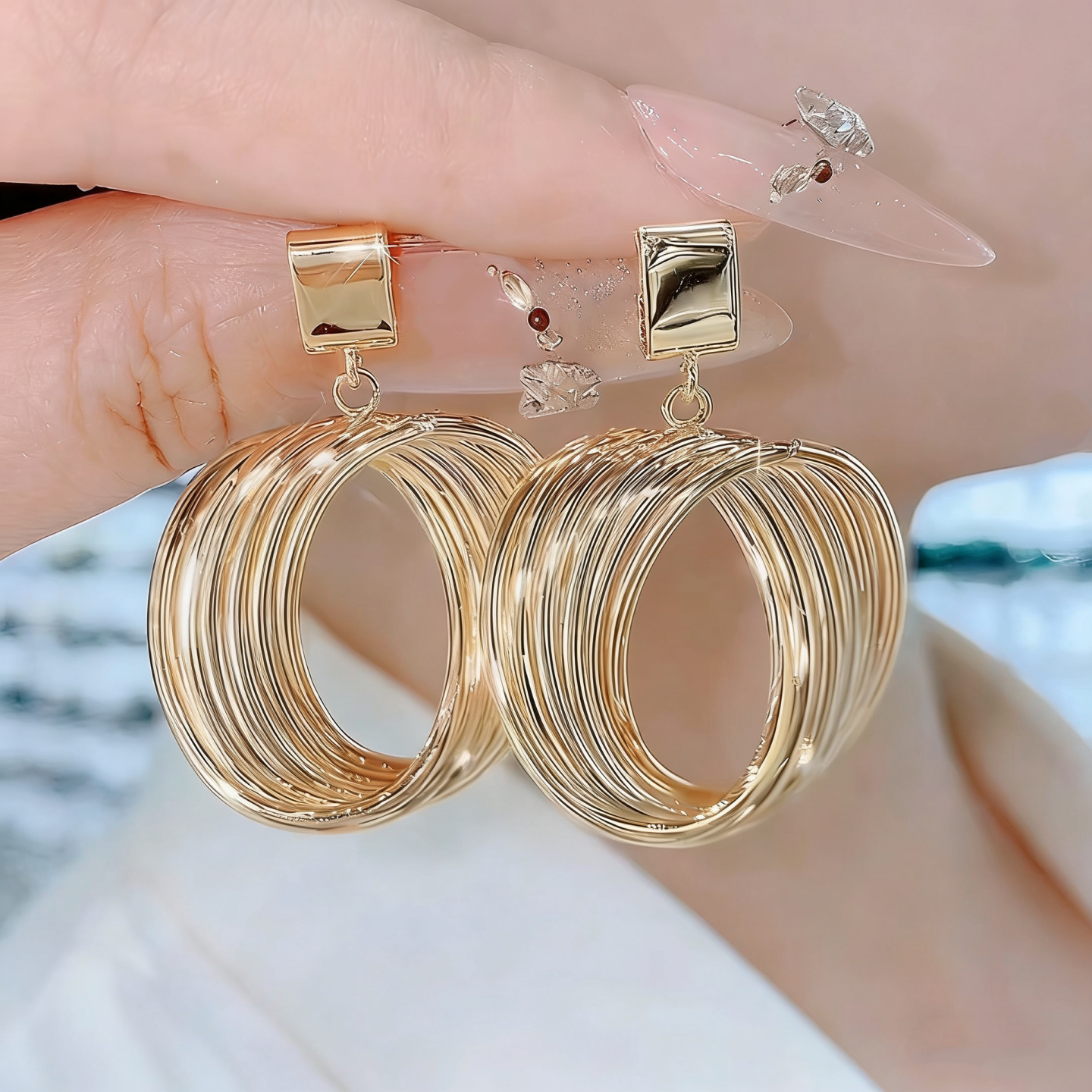 复古金色多层圆环时尚耳环女气质高级感夸张耳坠2026新款爆款耳饰