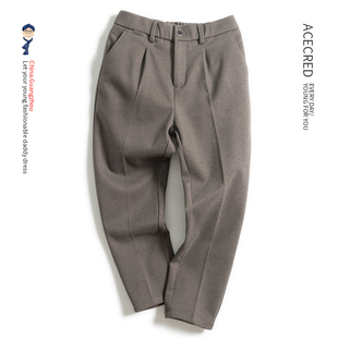 老人爷爷长裤 子男中老年人秋冬宽松休闲裤 加厚毛呢裤 中年爸爸冬装