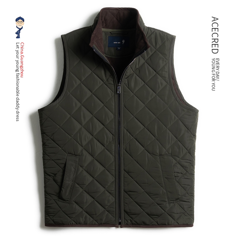 爸爸冬装摇粒绒宽松保暖棉马甲