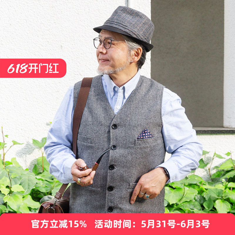 春秋西服西装马甲老人马夹中年爸爸中老年人春装坎肩羊毛呢子背心