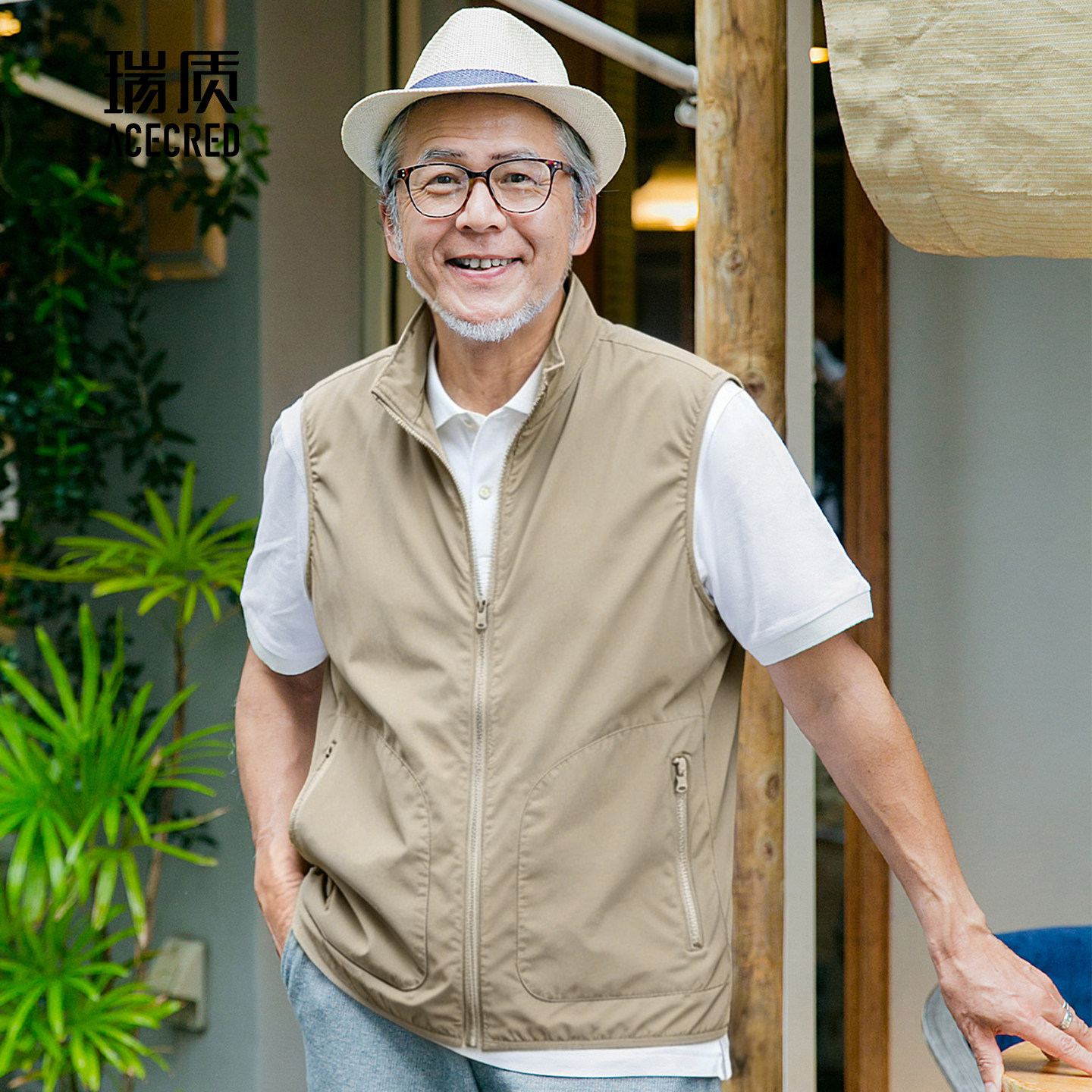 中年爸爸夏装马甲轻薄透气中老年人夏季宽松单层马夹老人爷爷坎肩
