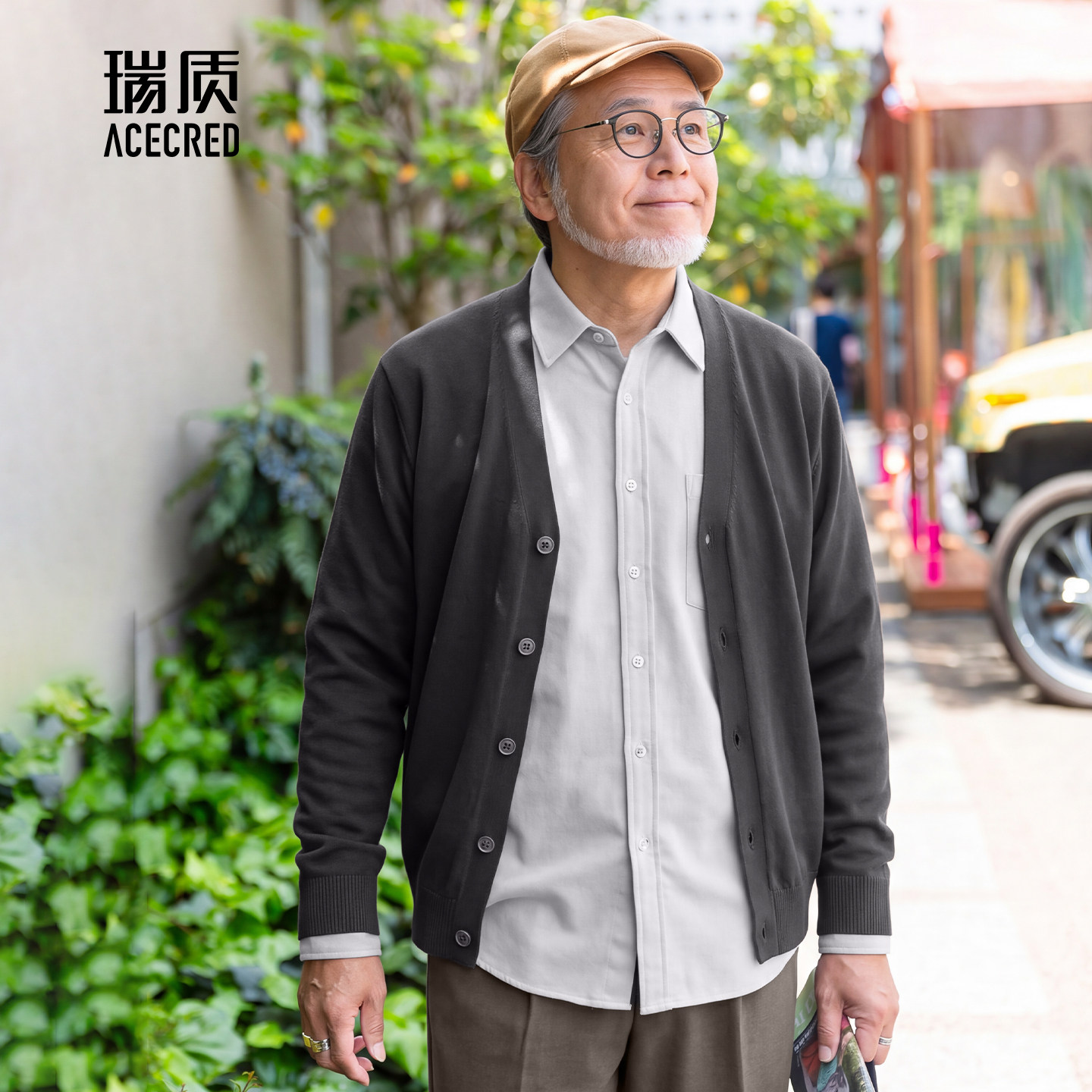 爸爸薄款针织开衫男毛衣图片