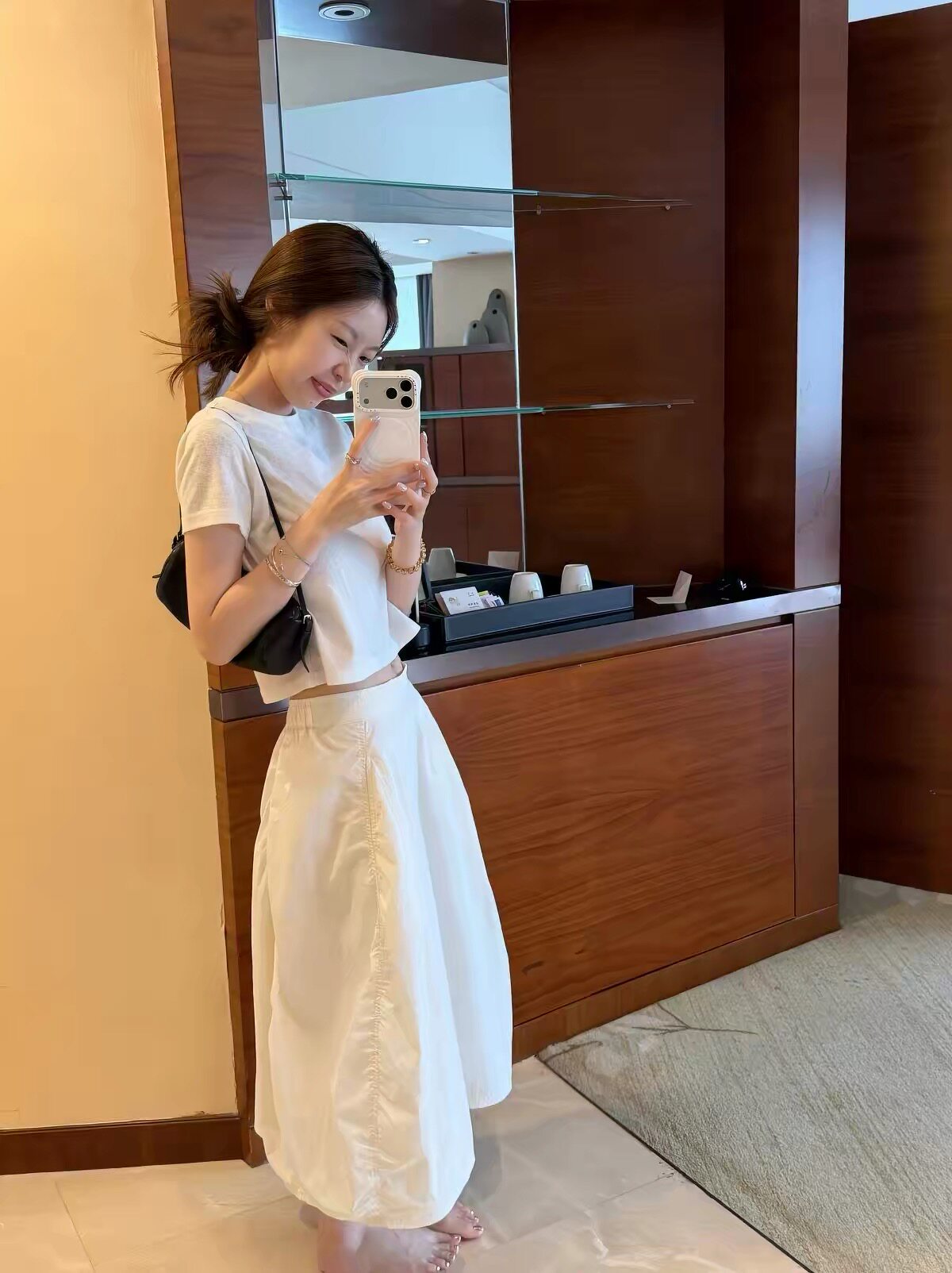 Oker章壳儿正品秋款微透纯色天丝亚麻短袖简约百搭短款T恤女A1006