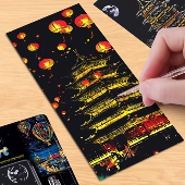 夜景刮刮画炫彩都市创意城堡刮刮纸成人女大学生解压画艺术刮画纸