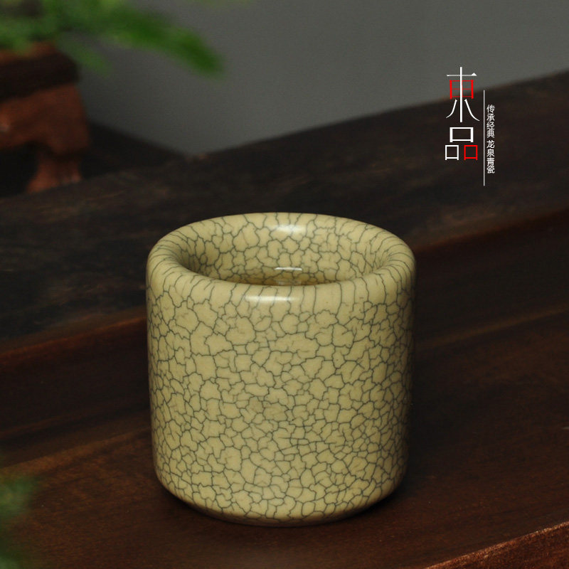 传世哥窑茶杯主人杯陶瓷扳指杯