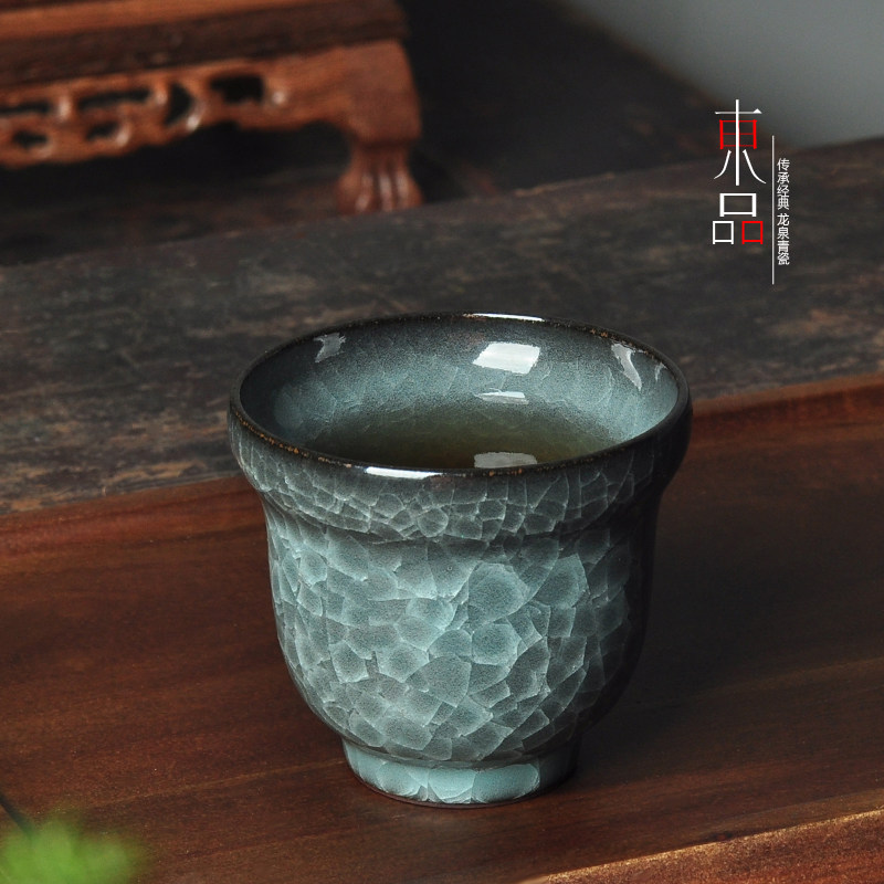 龙泉青瓷中式哥窑冰裂纹茶杯