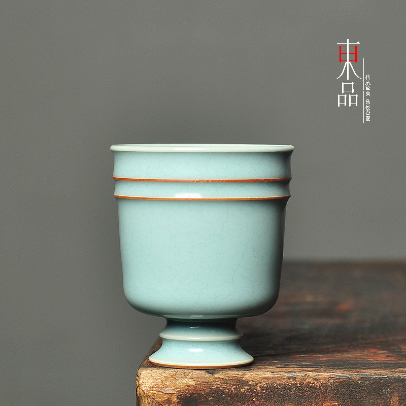 青瓷品茗杯高足天青釉主人杯功夫