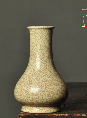 传世哥窑胆瓶陶瓷花器台面花瓶