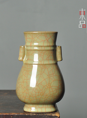 龙泉哥窑冰裂纹花瓶摆件电视柜瓶