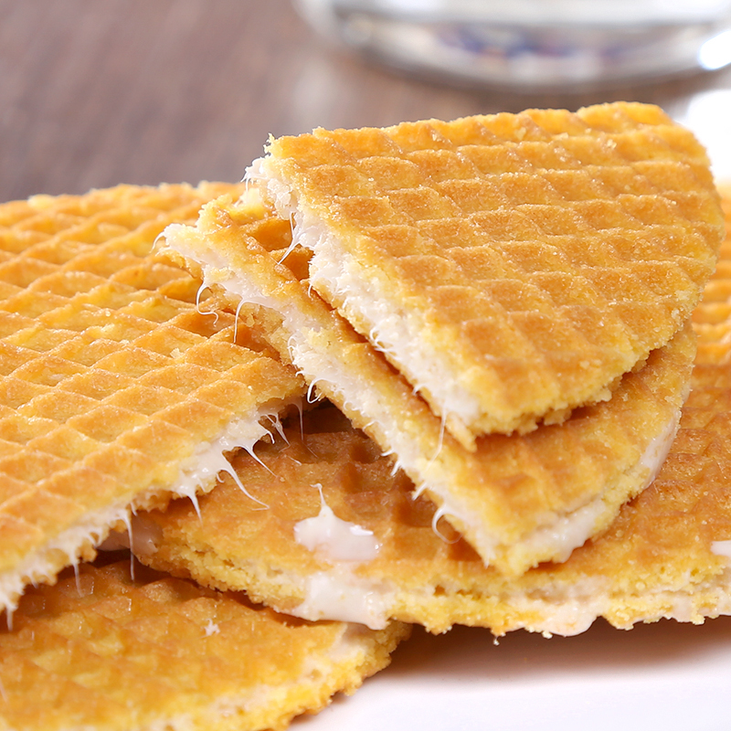 3块装开心牛蜂蜜夹心酸奶拉丝饼干瓦夫饼办公室休闲儿童早餐零食