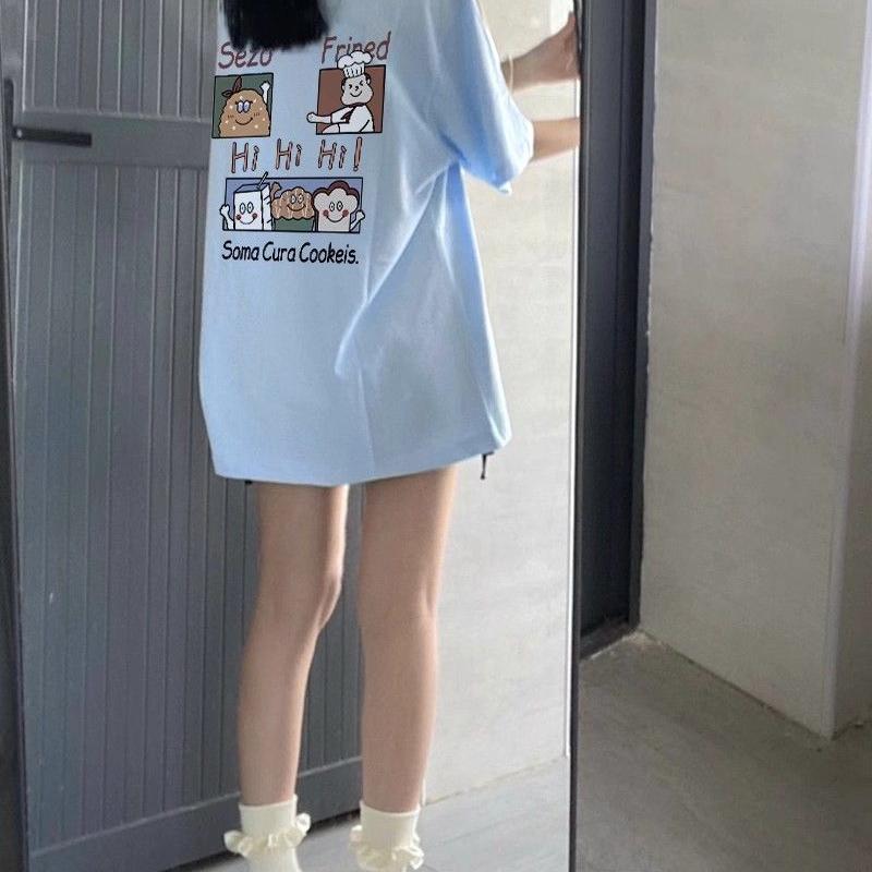巴胺穿搭纯棉宽松短袖t恤女