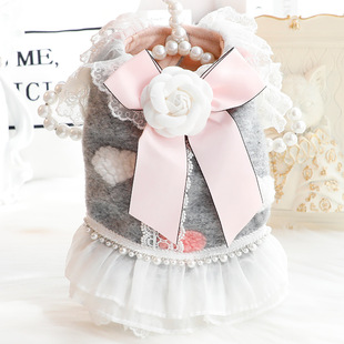 狗狗衣服秋冬装 猫咪公主裙白茶花香风冬裙小型犬 厚款