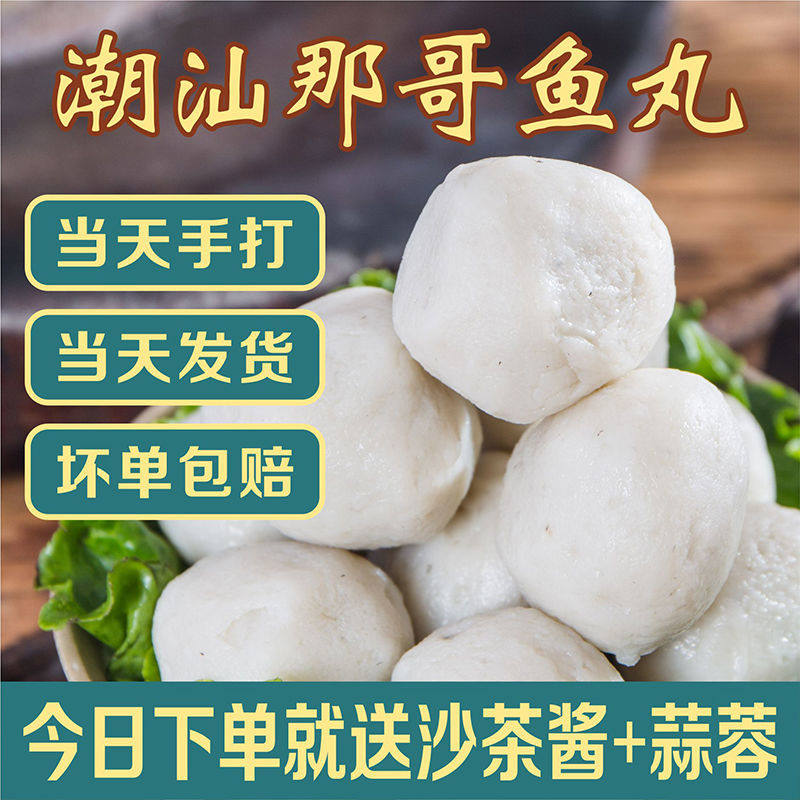 潮汕鱼丸惠来鱼丸潮汕海鲜那哥鱼丸顺丰包邮丸子串火锅丸子500g