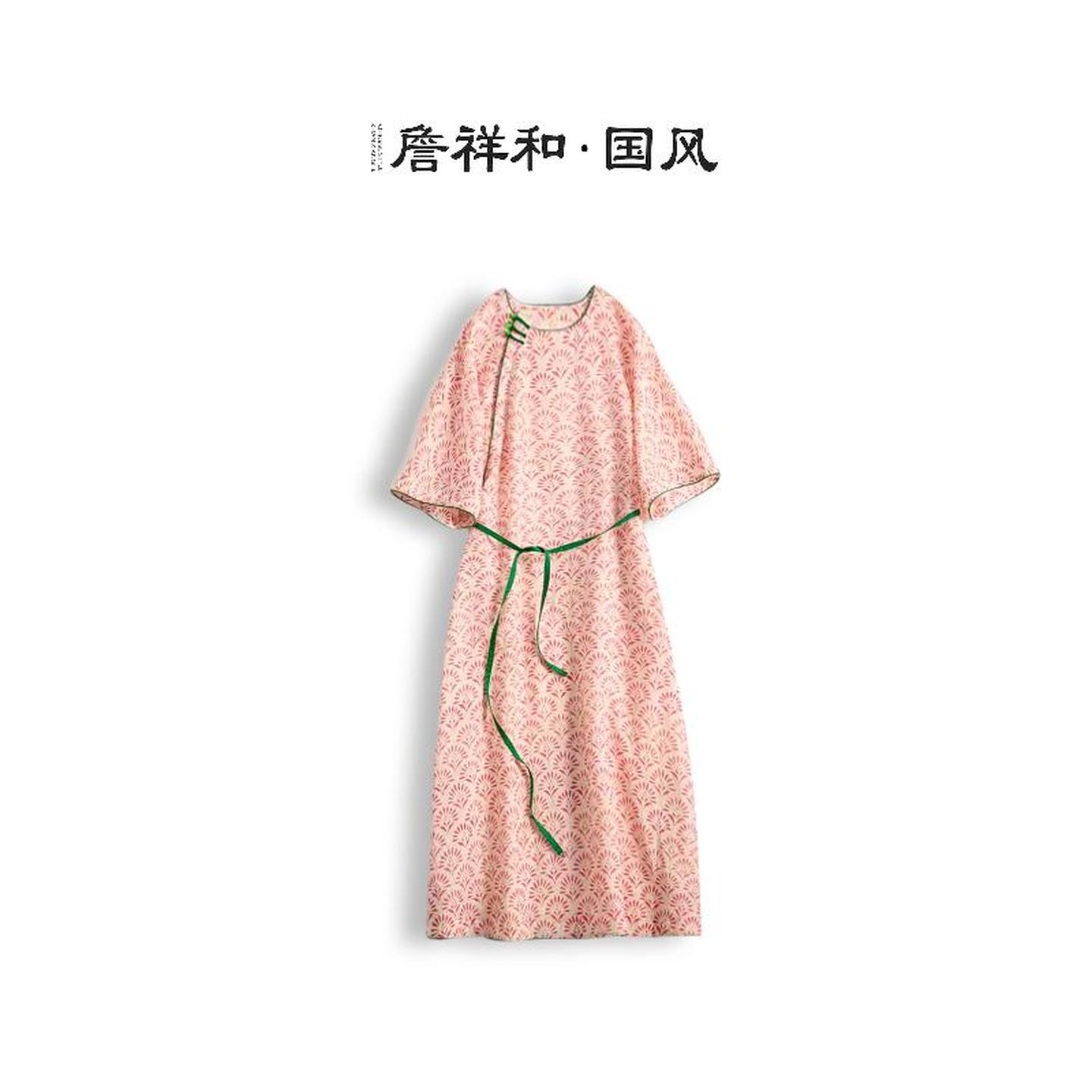 『小溪之花』詹祥和·复古新中式天丝麻手工高定夏日百搭连衣裙