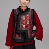 国 詹祥和·桑蚕丝宋锦手工高定水貂毛马甲减龄新中式 一夜豹富