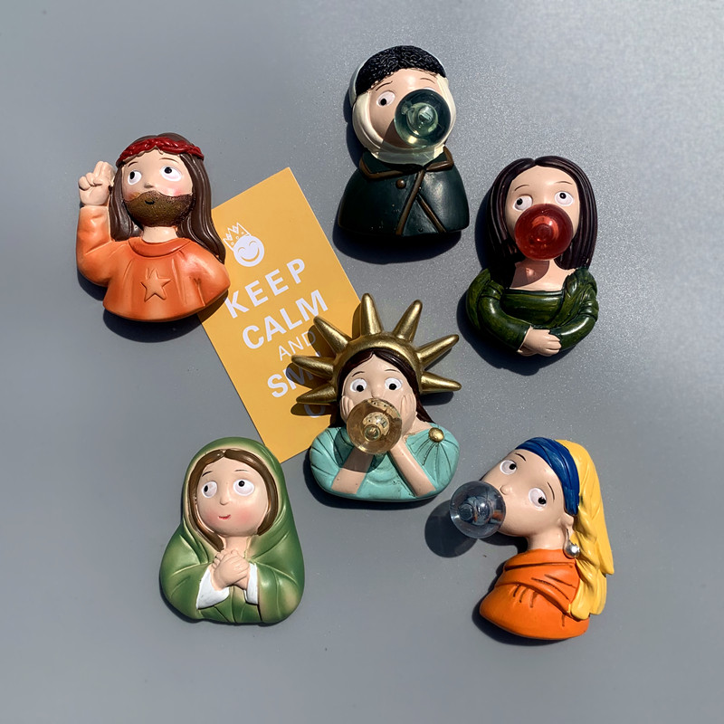 创意吹泡泡人物自由女神冰箱贴 磁贴 卡通可爱搞怪冰箱装饰磁铁