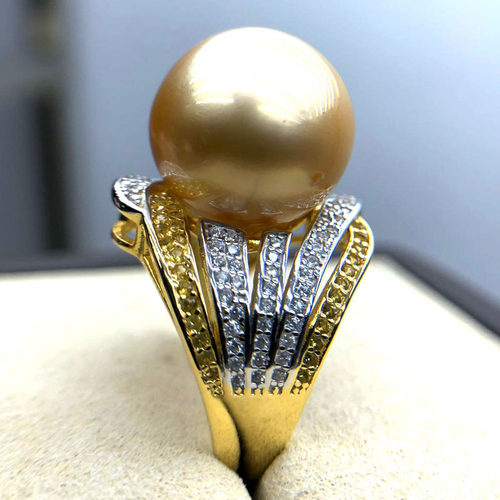 15-16mm 南洋金珠戒指 正圆 高强光天然海水指环 大气奢华款 正品