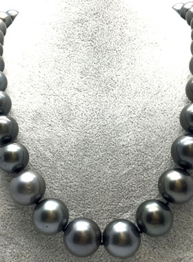大溪地黑色天然珍珠项链 正圆 高亮泽9-12mm海水一对一拍摄正品女