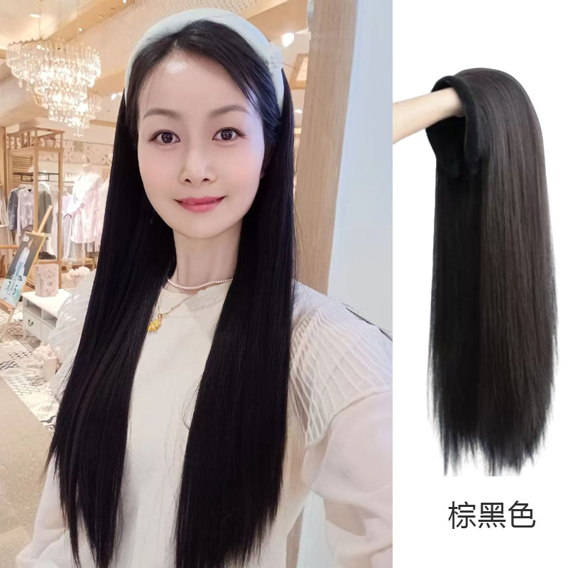 假发发箍一体长直发半头长发甜美减龄懒人神器免发网推荐发型修脸