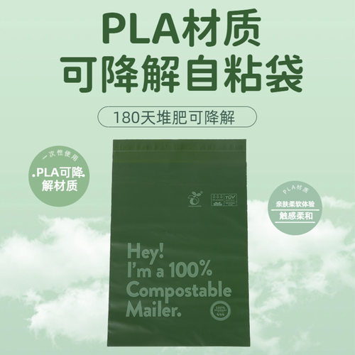 PLA生物全降解快递袋 绿色环保可降解自粘袋跨境服装打包袋