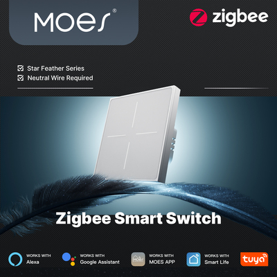 ZigBee涂鸦智能触摸欧规86开关震动反馈肤感玻璃隔空控制语音定时