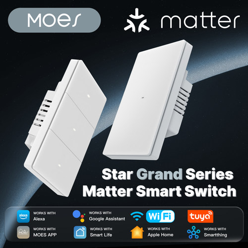 Tuya涂鸦智能开关美规120零火Matter语音HomeKit远程WiFi定时联动
